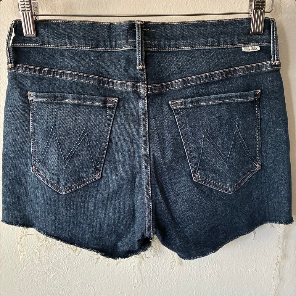 MOTHER The Charmer Fray Short Denim Cutoff Shorts Women 27 Dark Wash Raw Hem - Picture 5 of 11